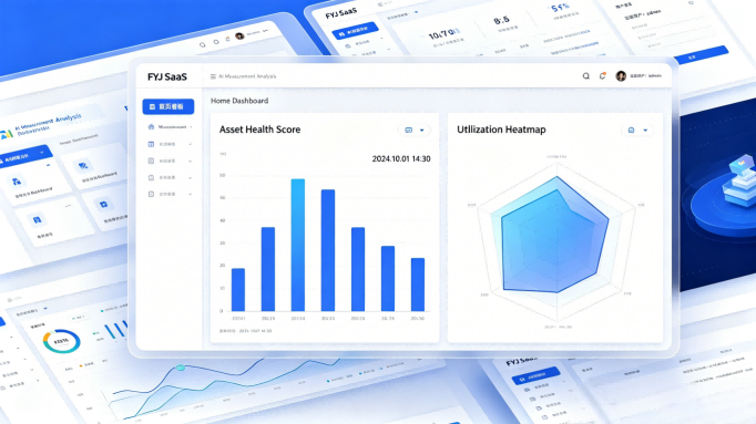 SaaS dashboard showing AI-driven asset utilization and predictive maintenance data.