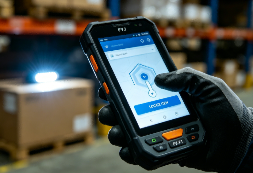 Precision at Your Fingertips: Triggering visual-acoustic guidance via the FYJ PDA. A close-up of the FYJ-F1 PDA screen showing the